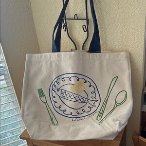 Kate Spade and Target Collaboration Canvas Tote with Blue and Green Accents